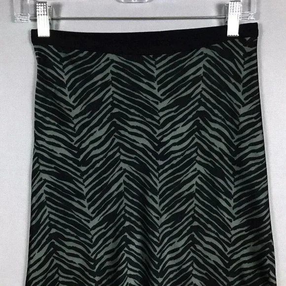 $299 ANINE BING Dolly Silk Skirt Zebra Print Size XS Midi Slit Willow Green Gray - Picture 7 of 16